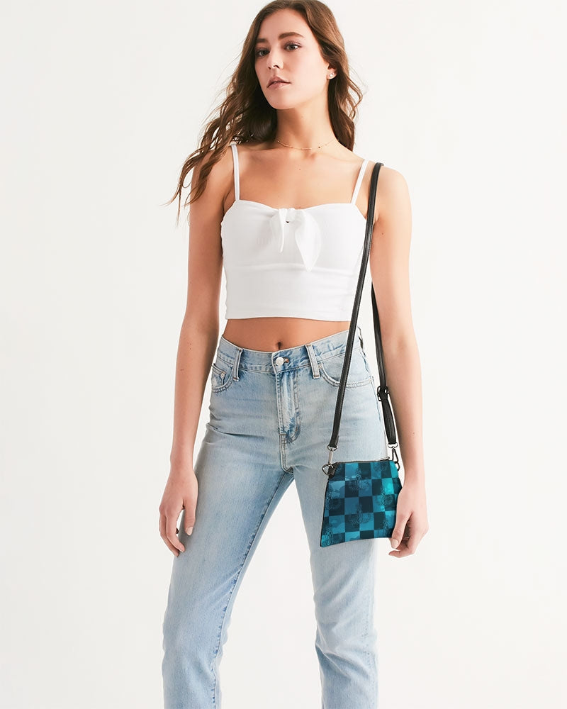 Print On Demand - Crossbody/Wristlet - "EOD Buffoulage Checkered Flag" (Teal)